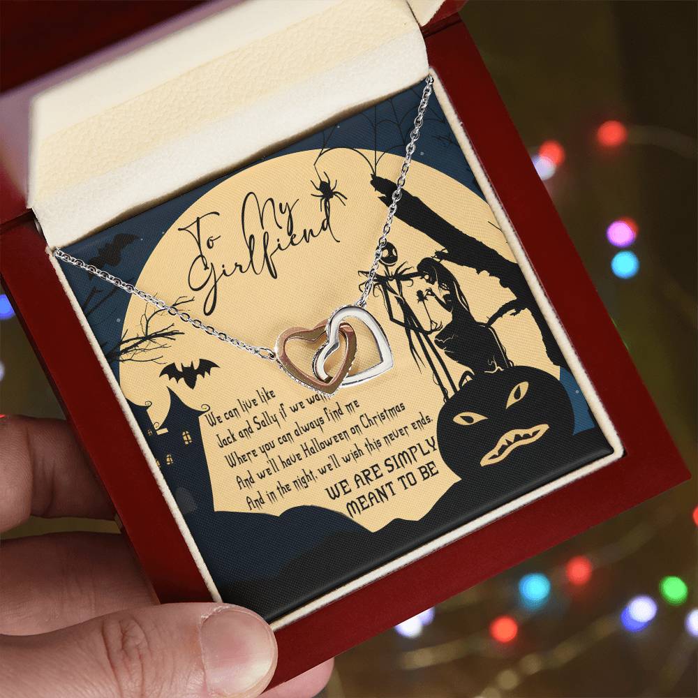 To My Girlfriend Necklace Halloween Gift Interlocking Hearts Necklace