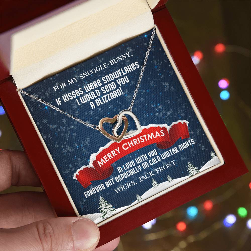 Husband To Wife - If Kisses Were Snowflakes - Customizable Christmas Gift Interlocking Hearts Necklace