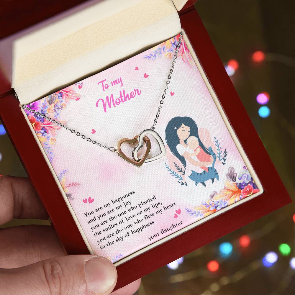 To My Mother - Two Hearts Interlocking Hearts Necklace