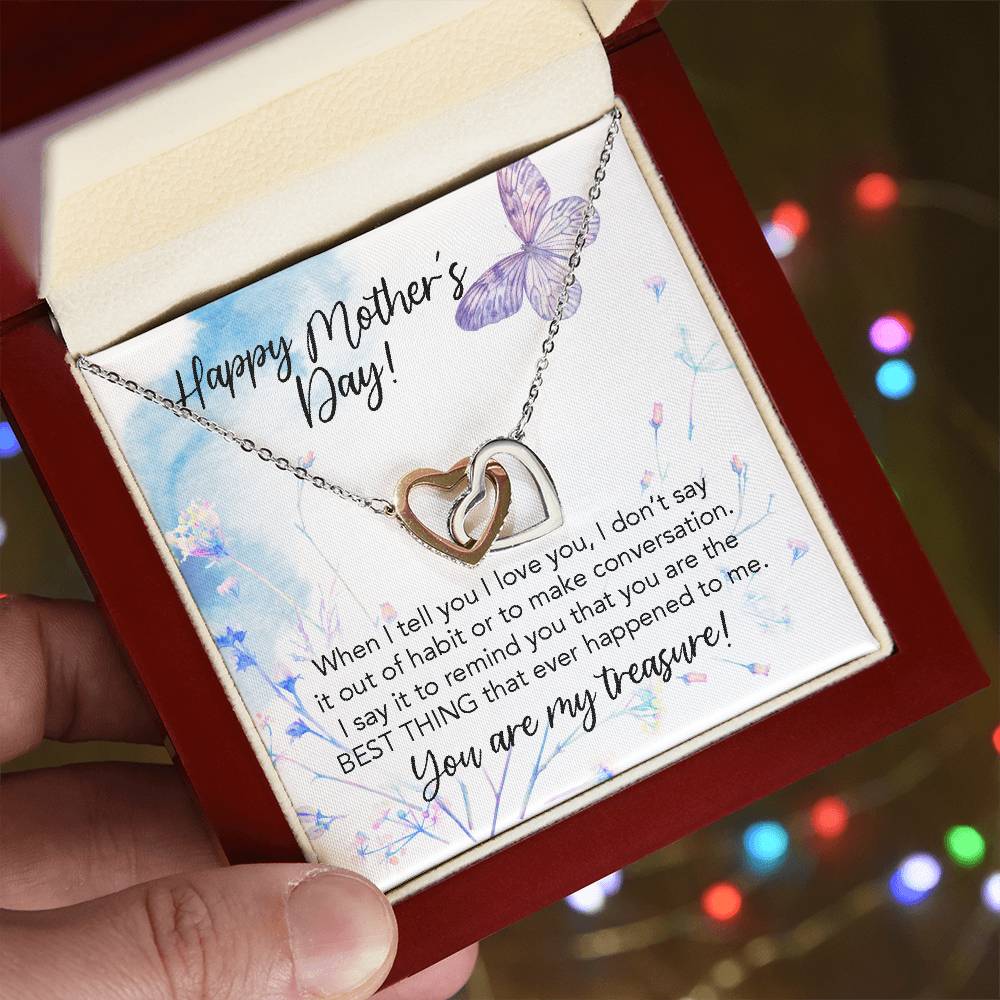Happy Mother'S Day To My Wife You Are The Best Thing That Ever Happened To Me Our Hearts Are Forever Locked As One Interlocking Hearts Necklace