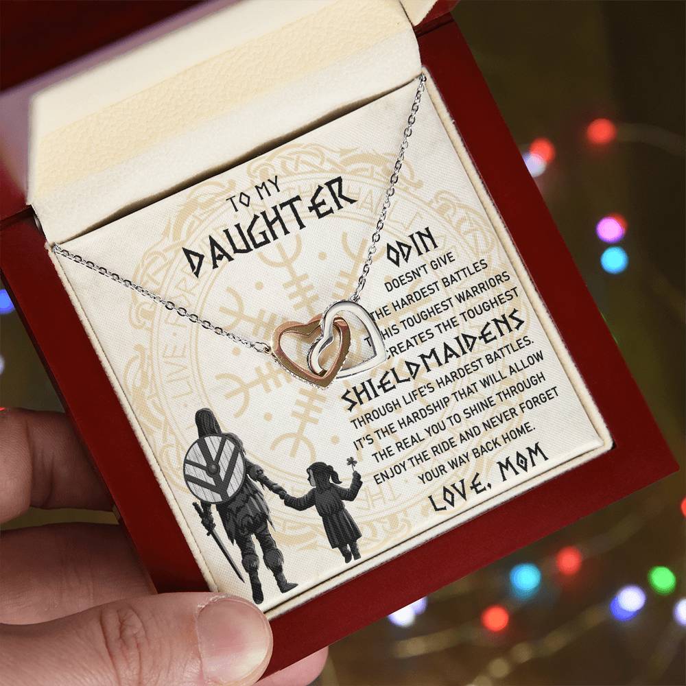 To My Daughter Necklace Daughter Viking Jewelry Norse Daughter Gift Interlocking Hearts Necklace