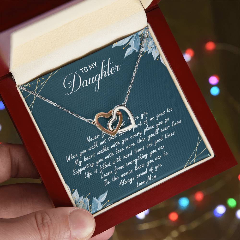 To My Daughter Interlocking Hearts Necklace Message Card