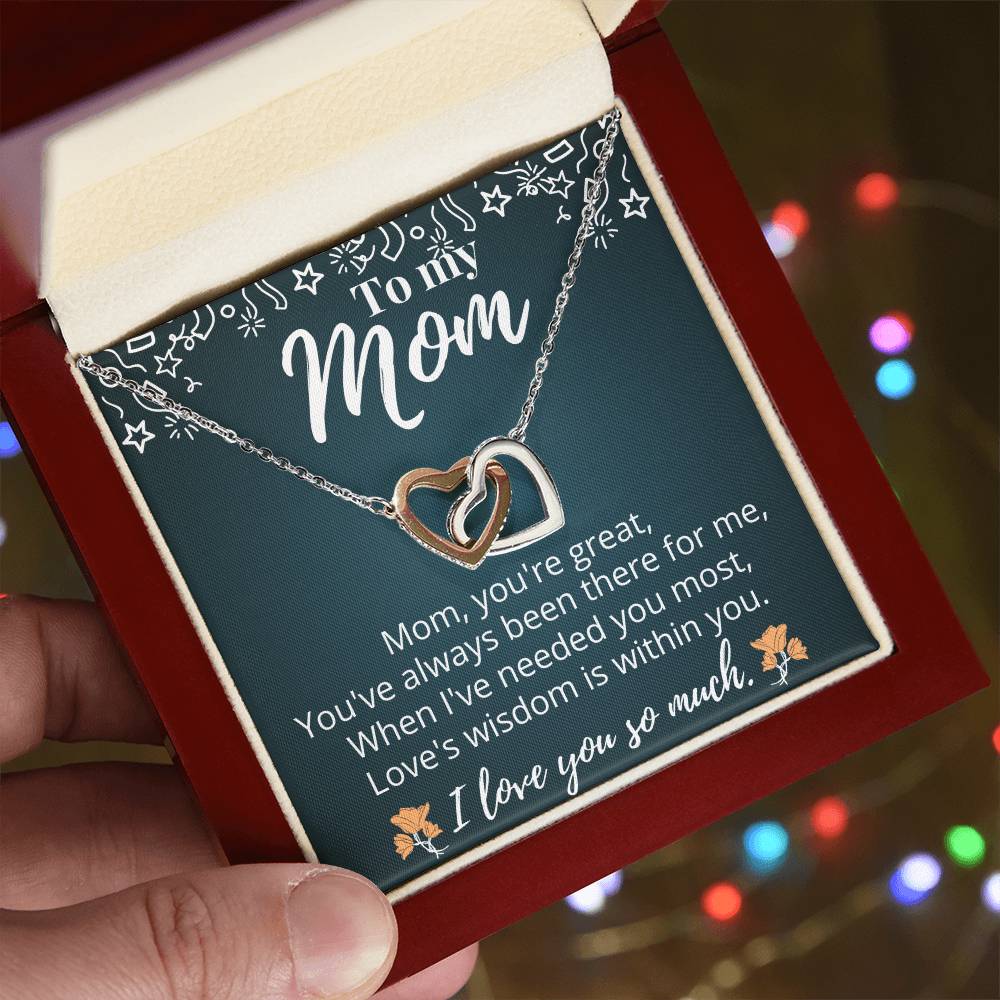 Mother'S Day Gift- Forever Together Love - Never-Ending Love Cubic Zirconia Stones Interlocking Hearts Necklace