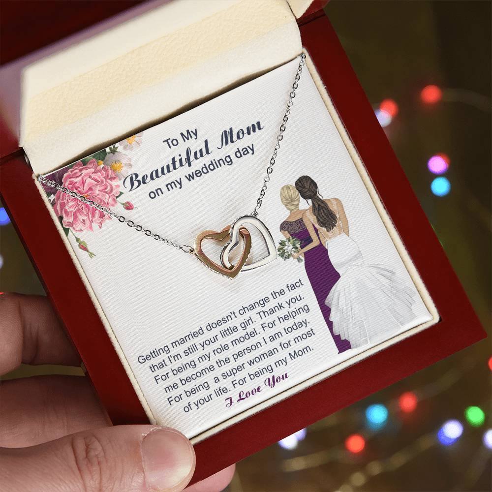 Mom Wedding Gift From Bride Mother - Necklace Interlocking Hearts Necklace