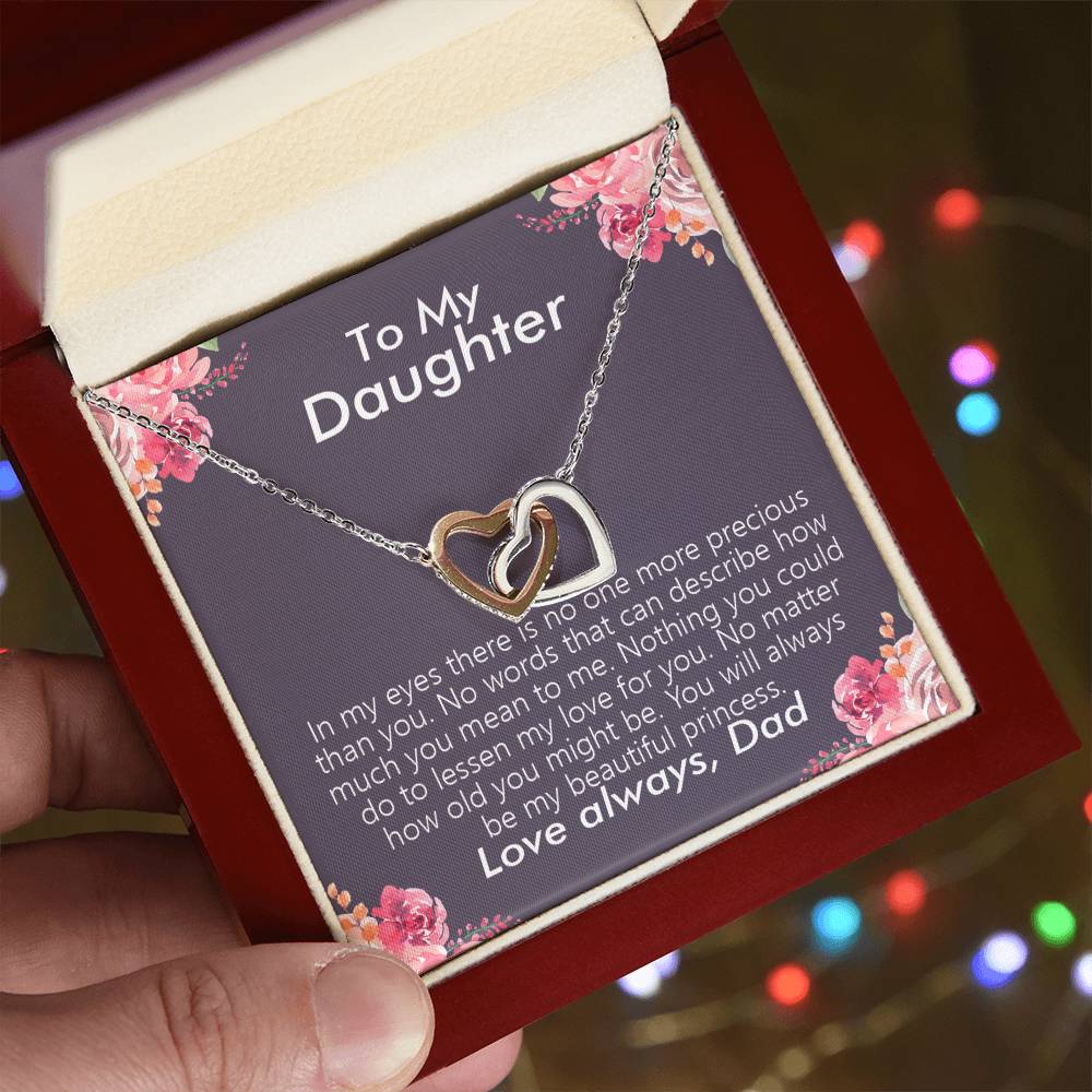 To My Daughter - Always Be My Princess Necklace - [Limited Time Offer] Interlocking Hearts Necklace