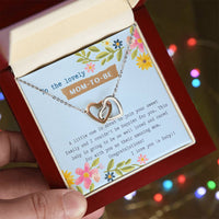 Mom To Be Interlocking Hearts Necklace Blue Floral Baby Shower