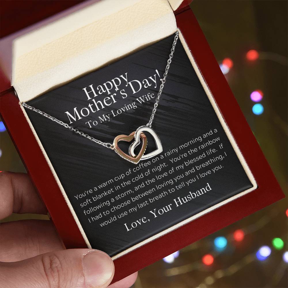 To My Loving Wife Mother'S Day Necklace Interlocking Hearts Necklace