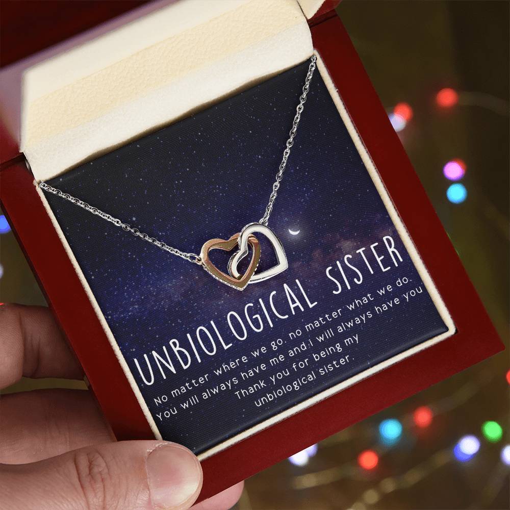 Unbiological Sister Necklace Soul Sister Sorority Sister Sister In Law Necklace Interlocking Hearts Necklace