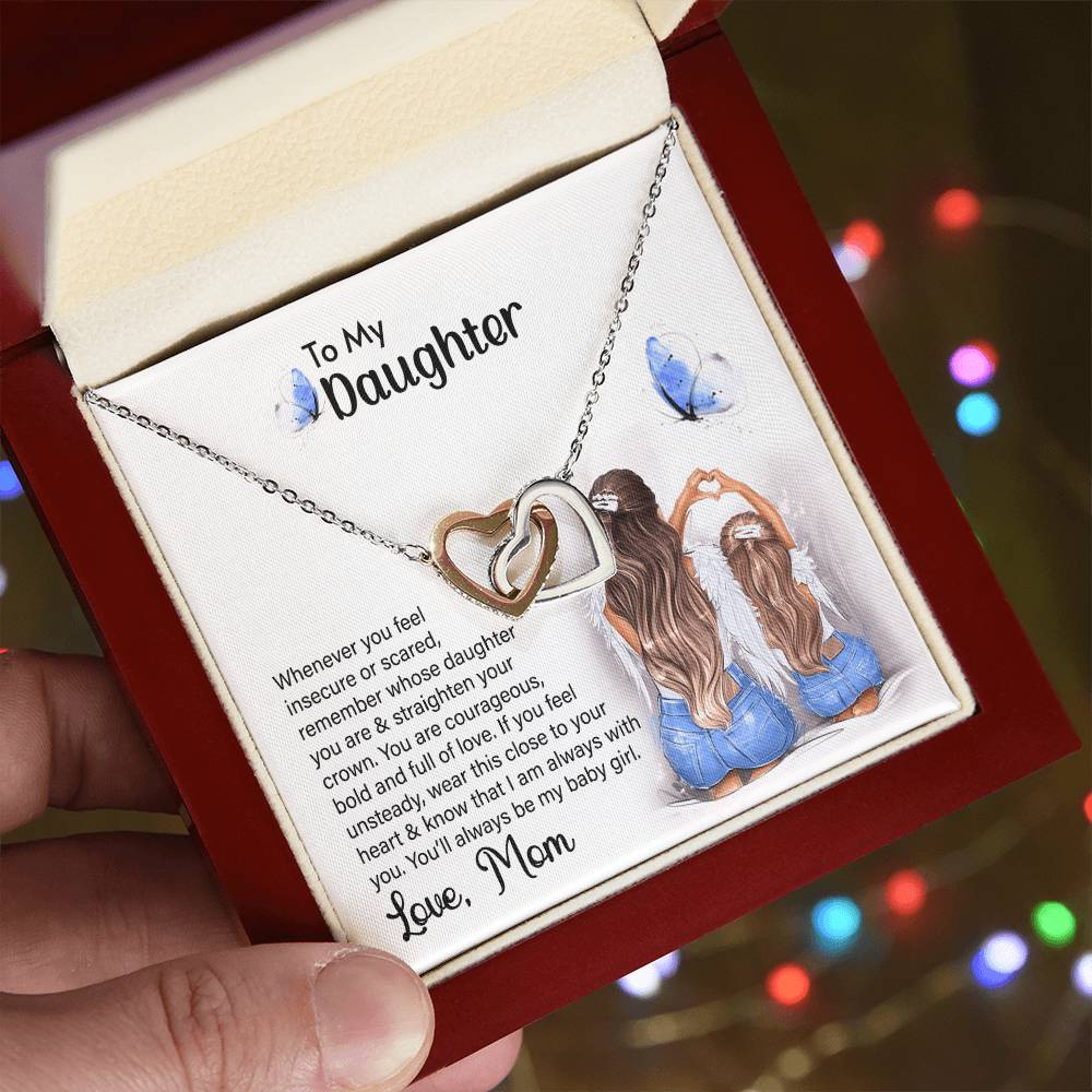 My Daughter Wear This Close To Your Heart. Interlocking Hearts Cubic Zirconia Diamond Pendant Interlocking Hearts Necklace