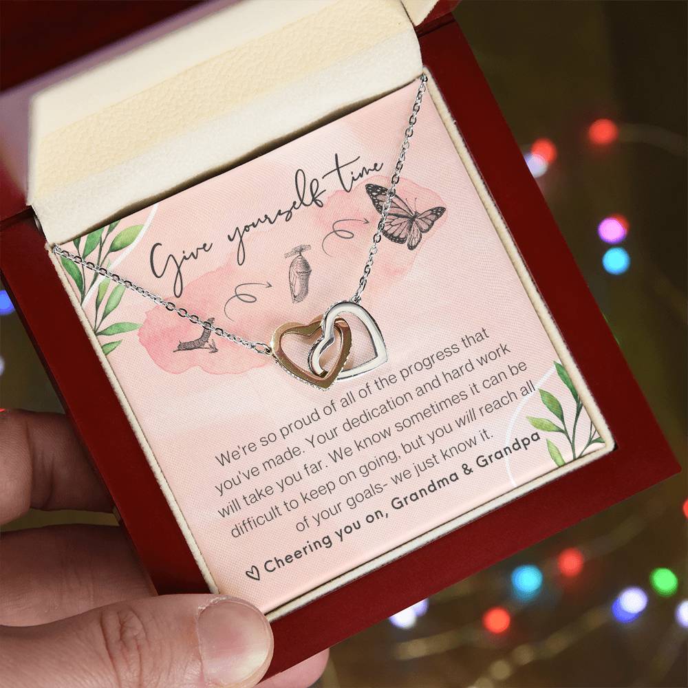 From Grandparents Interlocking Hearts Necklace Butterfly Encouragement Granddaughter Present