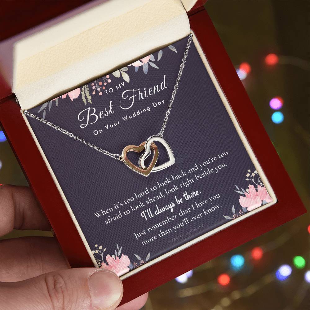 Best Friend Gift On Her Wedding Day Best Friend To Bride Necklace Best Friend Gift To Bride Bride Gift From Maid Of Honor To My Best Friend Interlocking Hearts Necklace