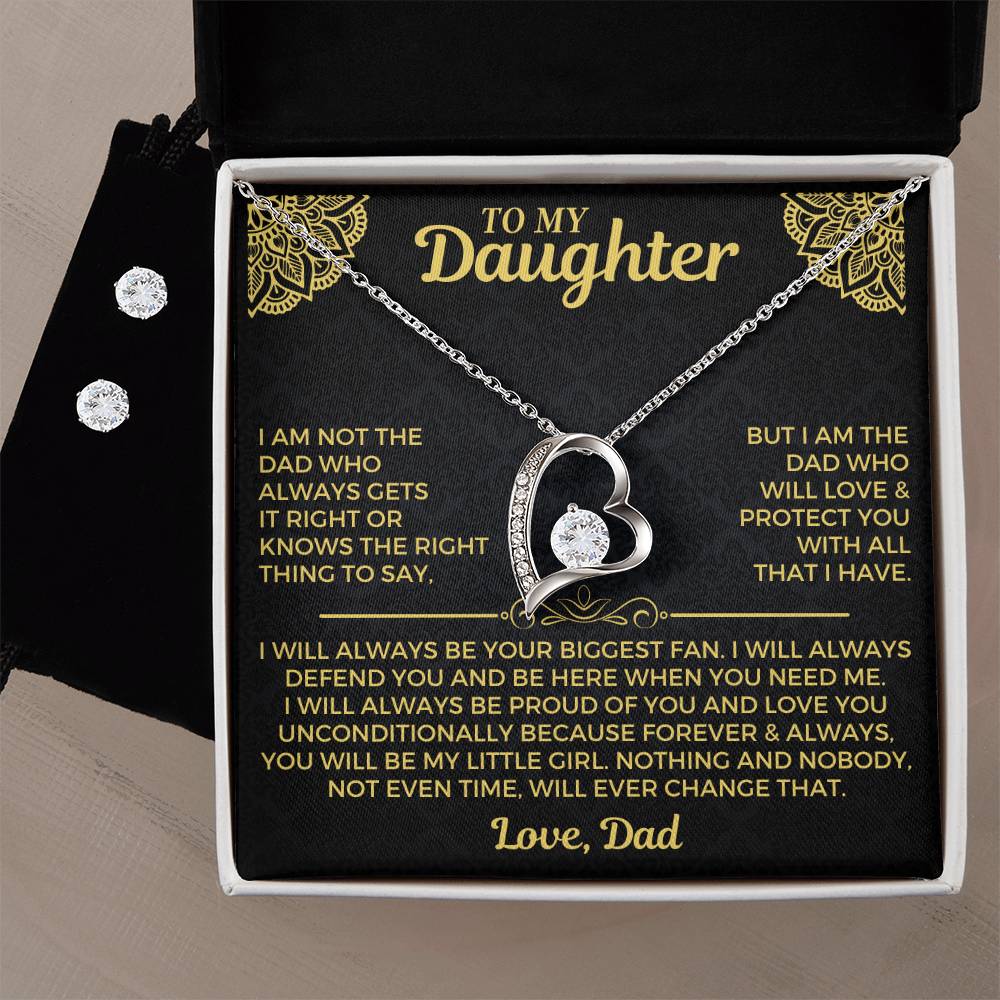 To My Daughter - Love Dad - Beautiful Gift Set - Forever Love Necklace &amp; Earring Set