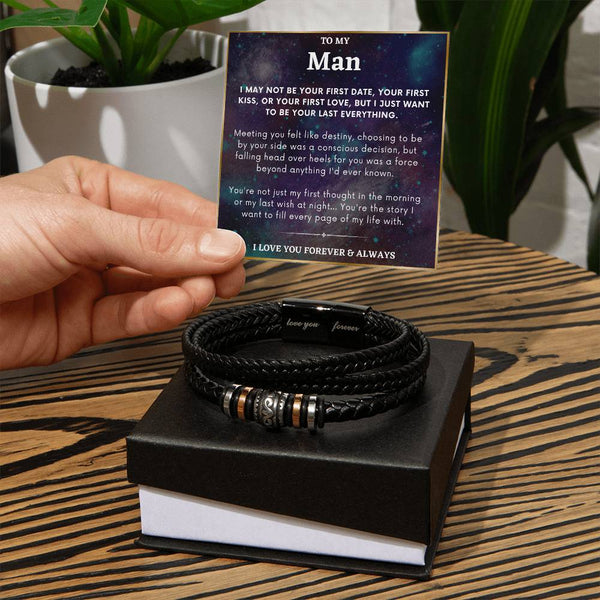 Promise Bracelet For Him, Engraved Promise Bracelet For Boyfriend, To My Man Bracelet, Boyfriend Bracelet, Soulmate Gift, Valentine's Gift For Him - Love You Forever Bracelet