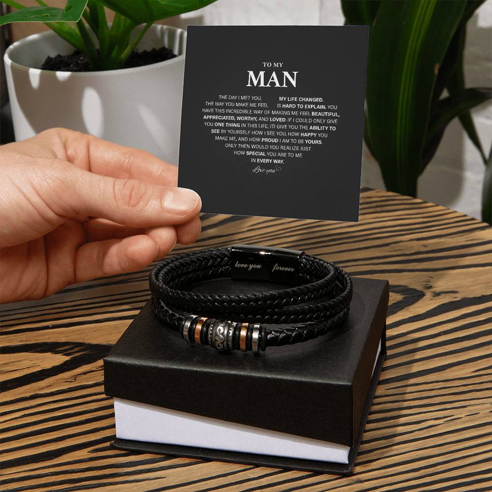 Promise Bracelet For Him, Customize Sentimental Gifts For Boyfriend, To My Man Bracelets, Birthday Christmas Anniversary Valentine Gift - Love You Forever Bracelet