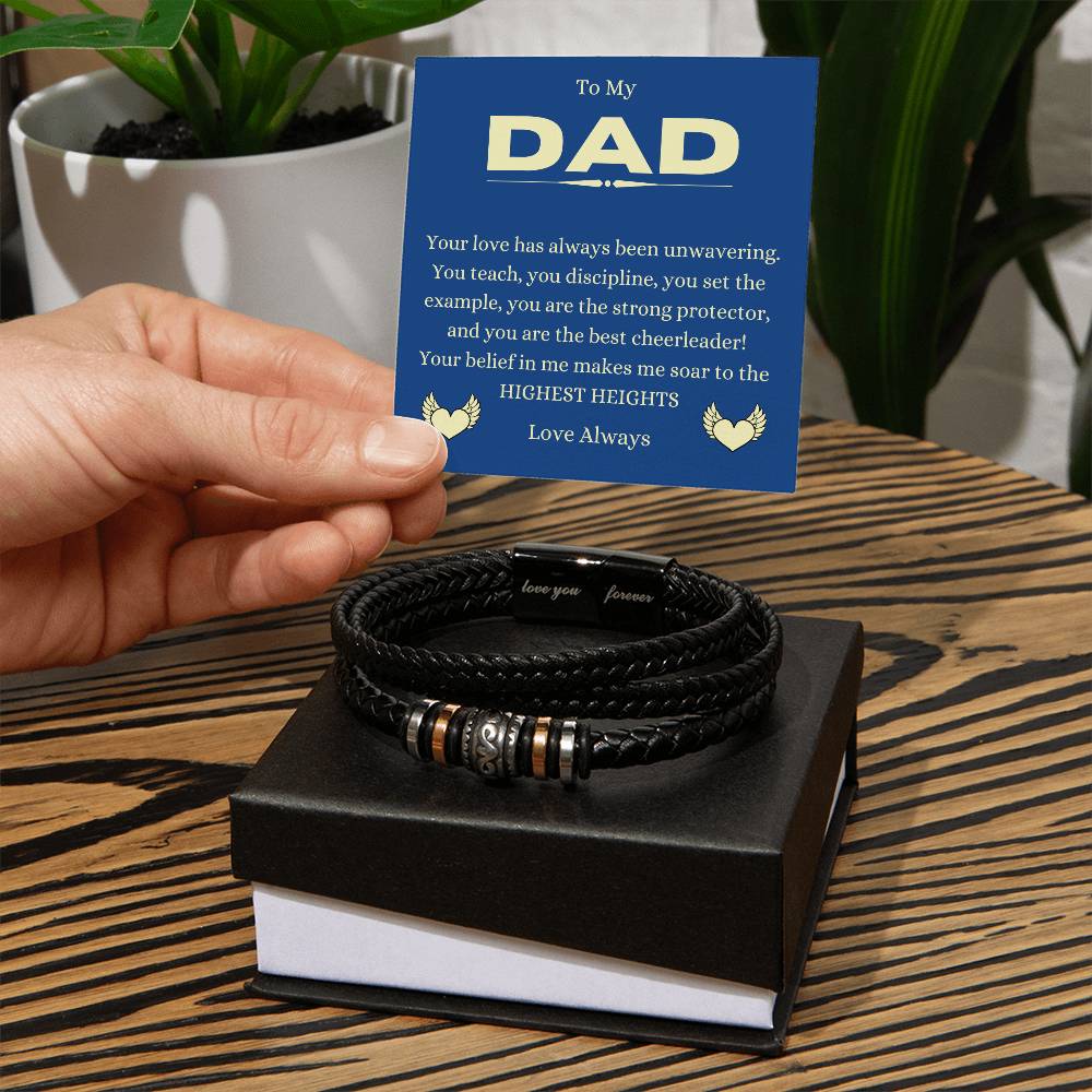Love You Forever Leather Weave Men's Bracelet - Love You Forever Bracelet