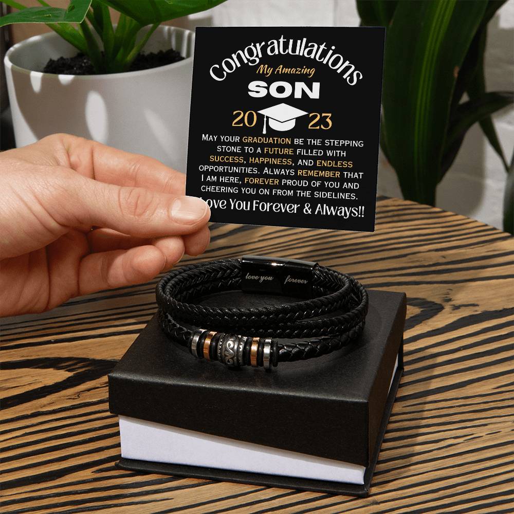 To My Amazing Son Graduation Men's Bracelet - Love You Forever Bracelet