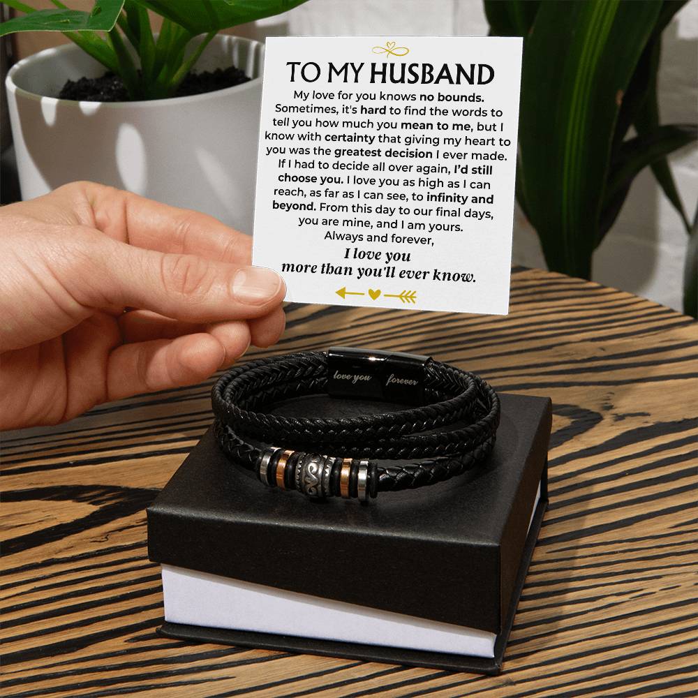 To My Husband  Love You Forever  Braided Bracelet Gift Set - Love You Forever Bracelet