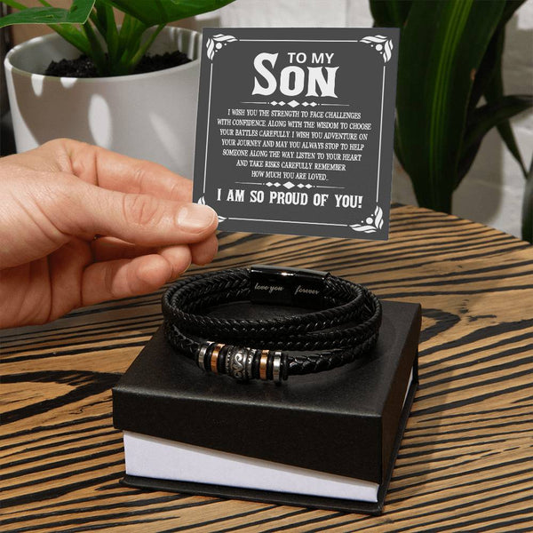 To My Son Bracelet Always Remember, I Wish You The Strength To Face Challenges With Confidence - Love You Forever Bracelet