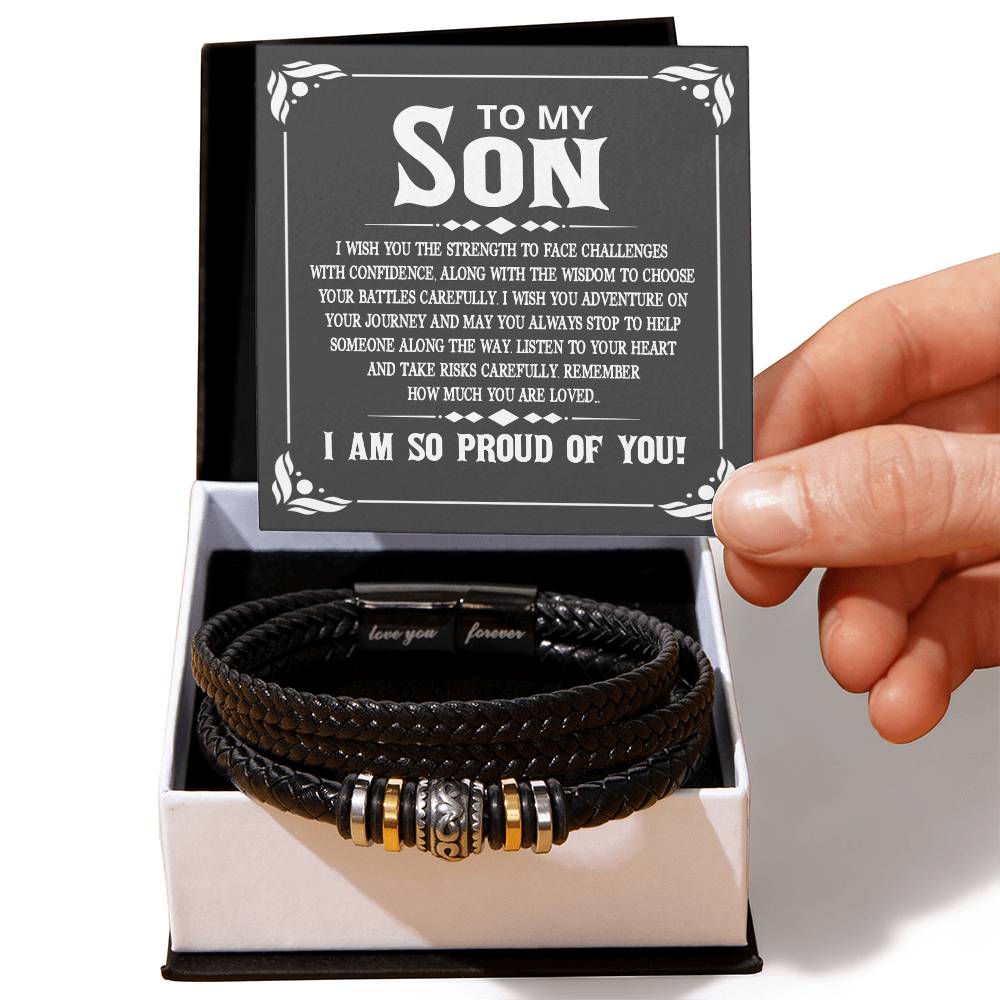 To My Son Bracelet Always Remember, I Wish You The Strength To Face Challenges With Confidence - Love You Forever Bracelet