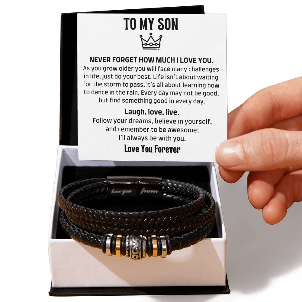 To My Son - Love You Forever - Men's Leather Bracelet - Love You Forever Bracelet