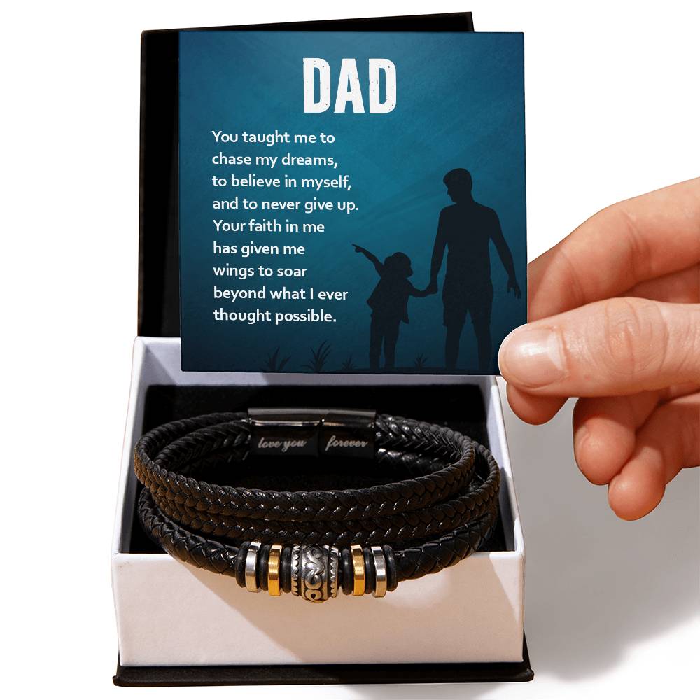 Unforgettable Love Father&#39;s Day Leather Bracelet - You Gave Me Wings To Soar - Love You Forever Bracelet