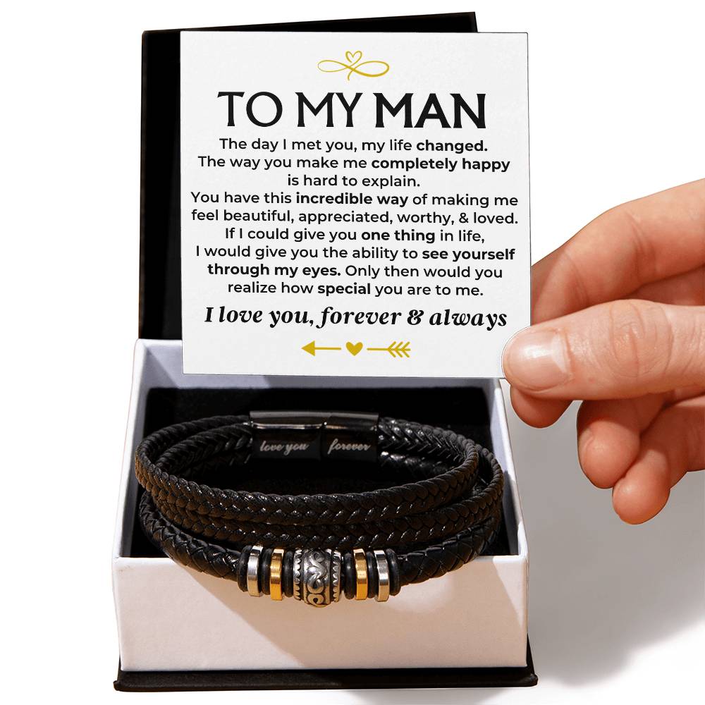 To My Man  Love You Forever  Braided Bracelet Gift Set - Ss578 - Love You Forever Bracelet