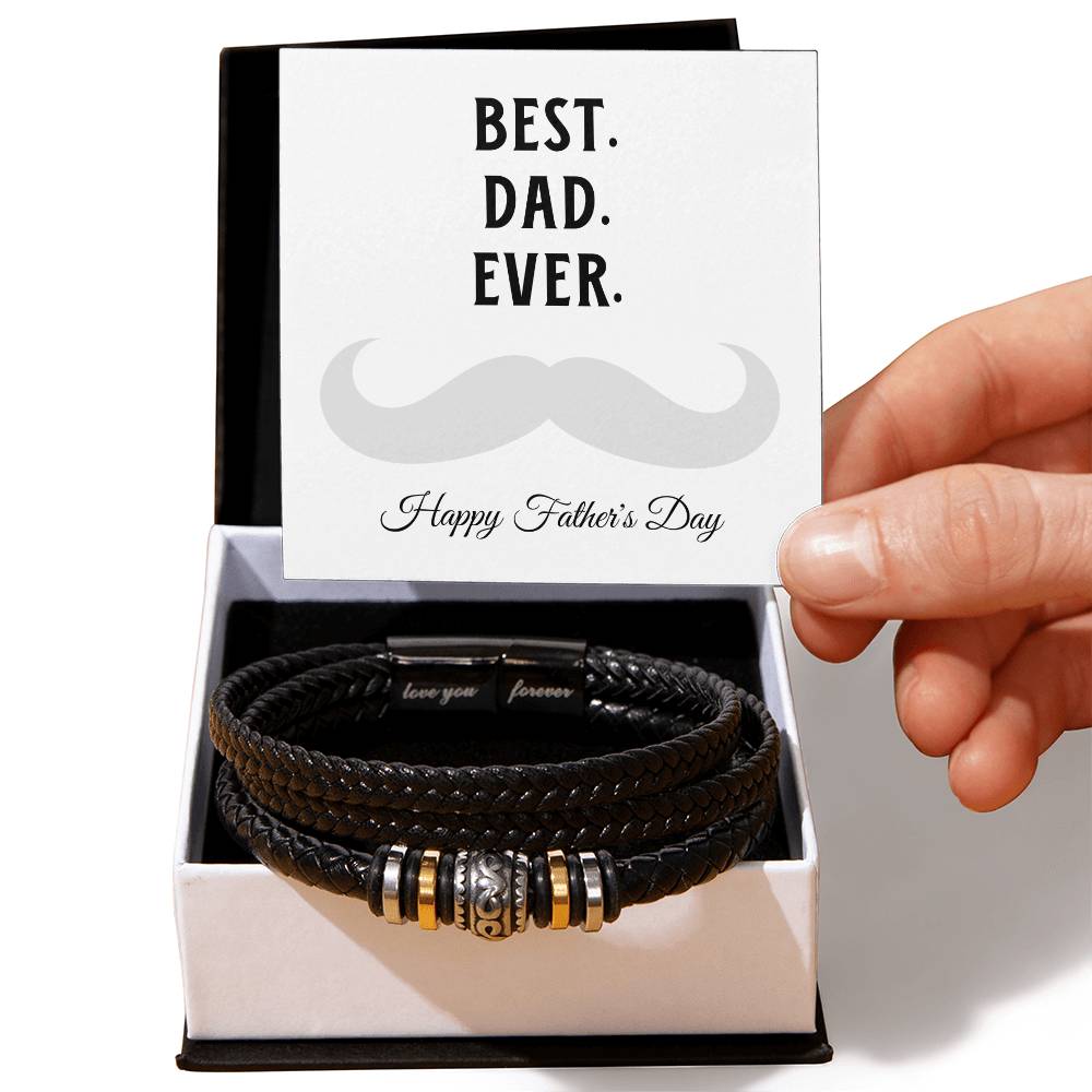 Best. Dad. Ever. Leather Bracelet  Moustache Dad  Father&#39;s Day Gift  Dad Gift  Vegan Leather Bracelet  Love You Forever Bracelet. - Love You Forever Bracelet