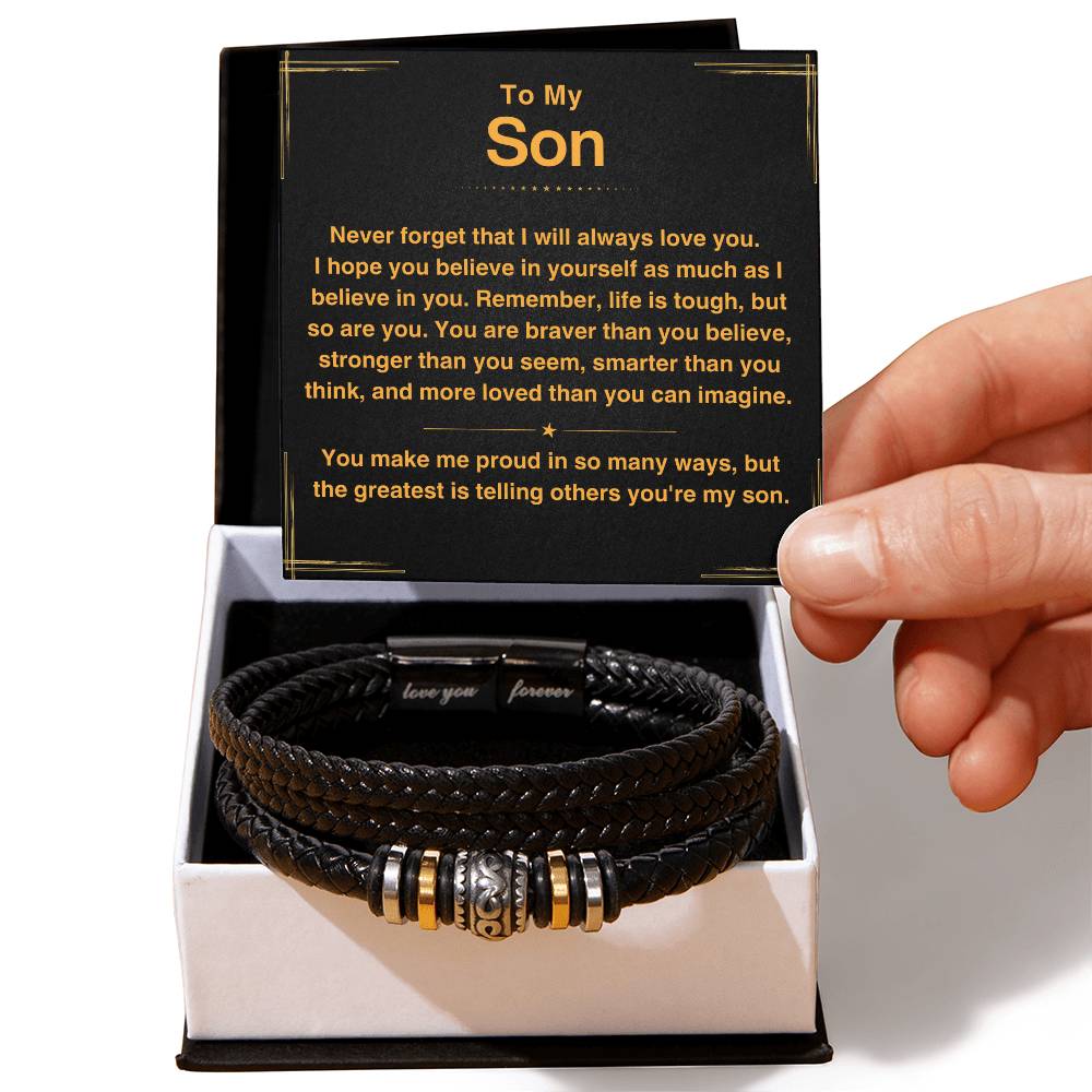 Son, You Make Me Proud - Leather Bracelet - Love You Forever Bracelet
