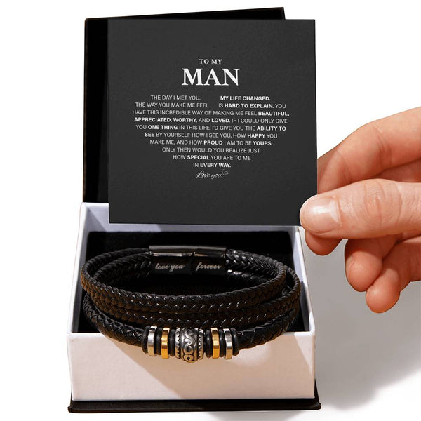 Promise Bracelet For Him, Customize Sentimental Gifts For Boyfriend, To My Man Bracelets, Birthday Christmas Anniversary Valentine Gift - Love You Forever Bracelet