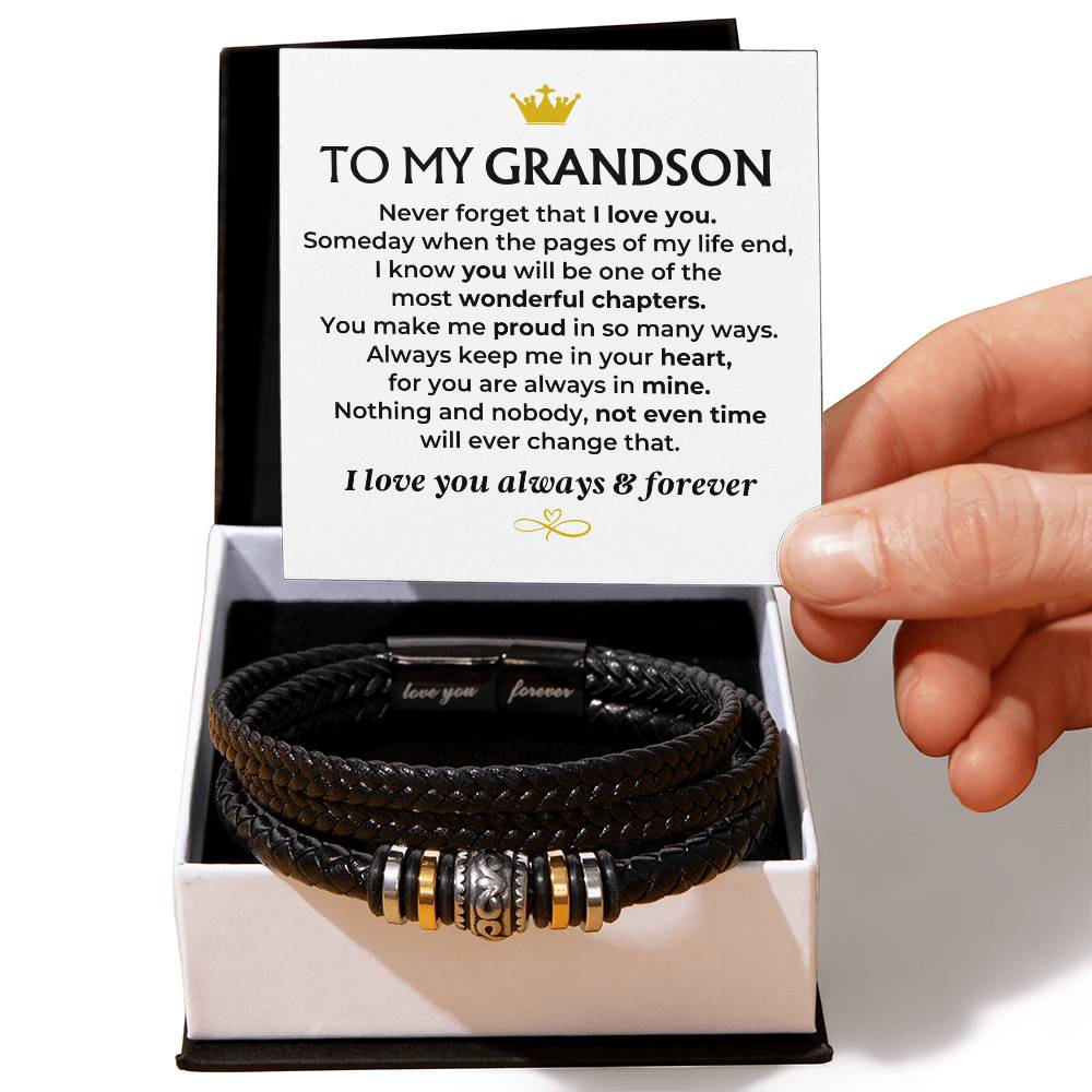 To My Grandson  Love You Forever  Braided Bracelet Gift Set - Ss581 - Love You Forever Bracelet