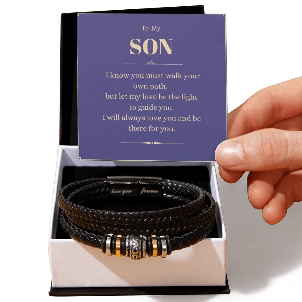 To My Son. Love You Forever Bracelet. To Son From Mom Or Dad. Birthday, Graduation, Christmas. Stainless Steel And Vegan Leather. - Love You Forever Bracelet