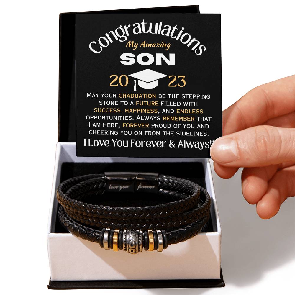 To My Amazing Son Graduation Men's Bracelet - Love You Forever Bracelet