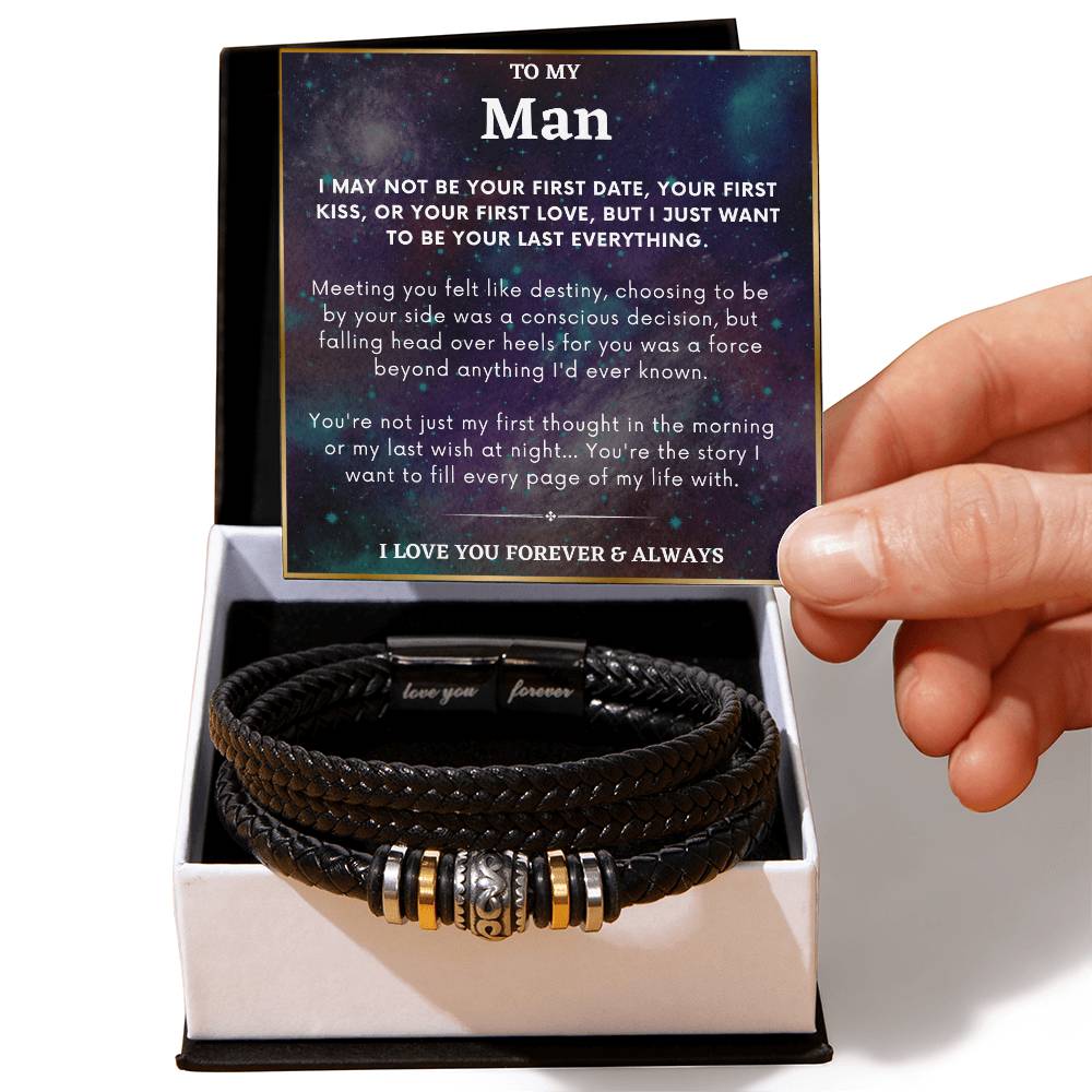 Promise Bracelet For Him, Engraved Promise Bracelet For Boyfriend, To My Man Bracelet, Boyfriend Bracelet, Soulmate Gift, Valentine&#39;s Gift For Him - Love You Forever Bracelet