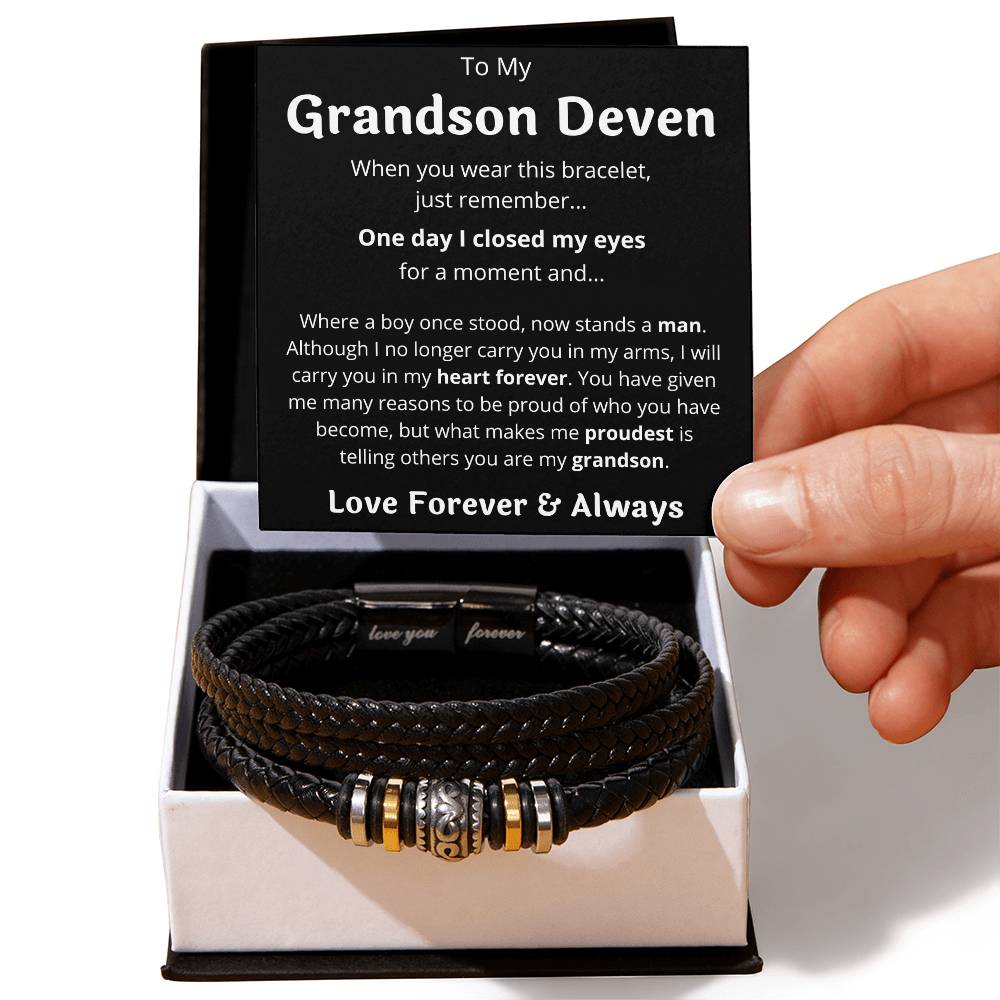 To My Grandson Deven Bracelet - Love You Forever Bracelet