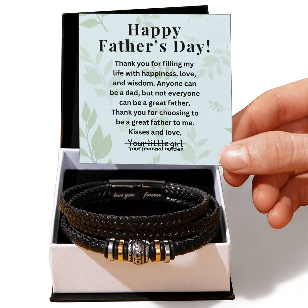 Engraved Men&#39;s Bracelet To Dad  Funny Father&#39;s Day Gift From Daughter  Engraved Jewelry For Him  From Daughter Customize Message Card - Love You Forever Bracelet