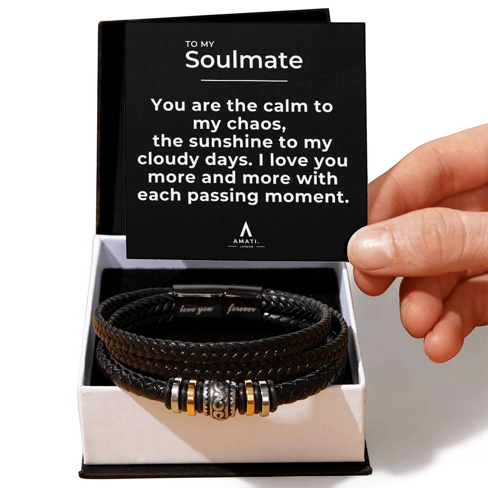 To My Soulmate - Calm To My Chaos Men's Bracelet - Love You Forever Bracelet