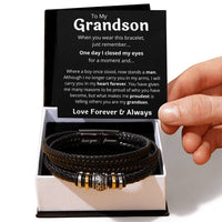 To My Grandson Bracelet For Him, Personal Engraving - Love You Forever Bracelet