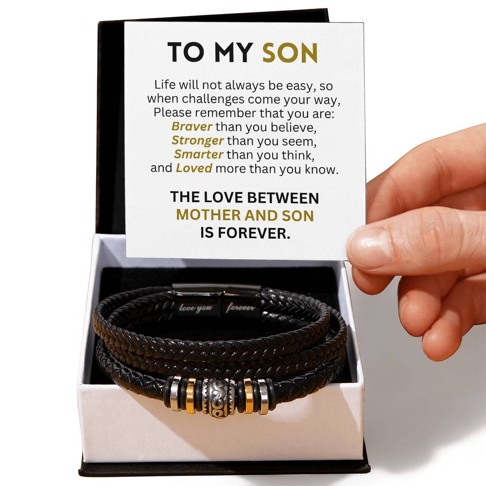 To My Son - Braver Stronger Smarter Loved Bracelet - Love You Forever Bracelet