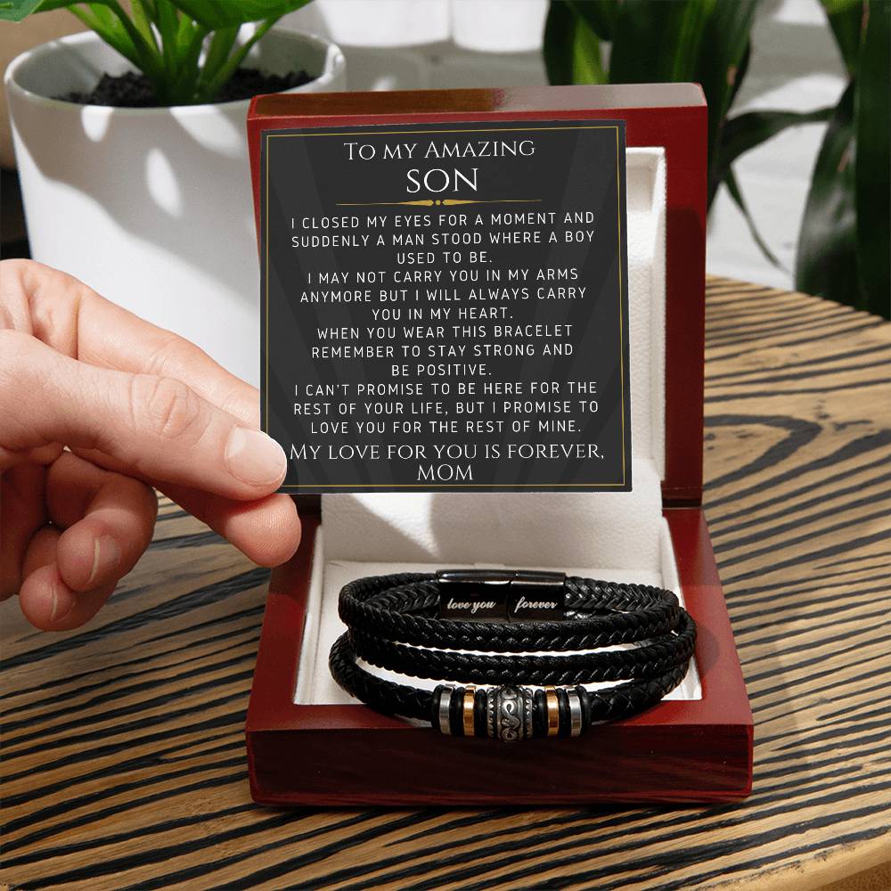 Bracelet For Your Son From Mom-  Gift For Birthday, Christmas, Graduation, Confirmation, Father's Day - Love You Forever Bracelet