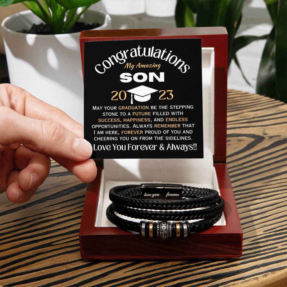 To My Amazing Son Graduation Men's Bracelet - Love You Forever Bracelet