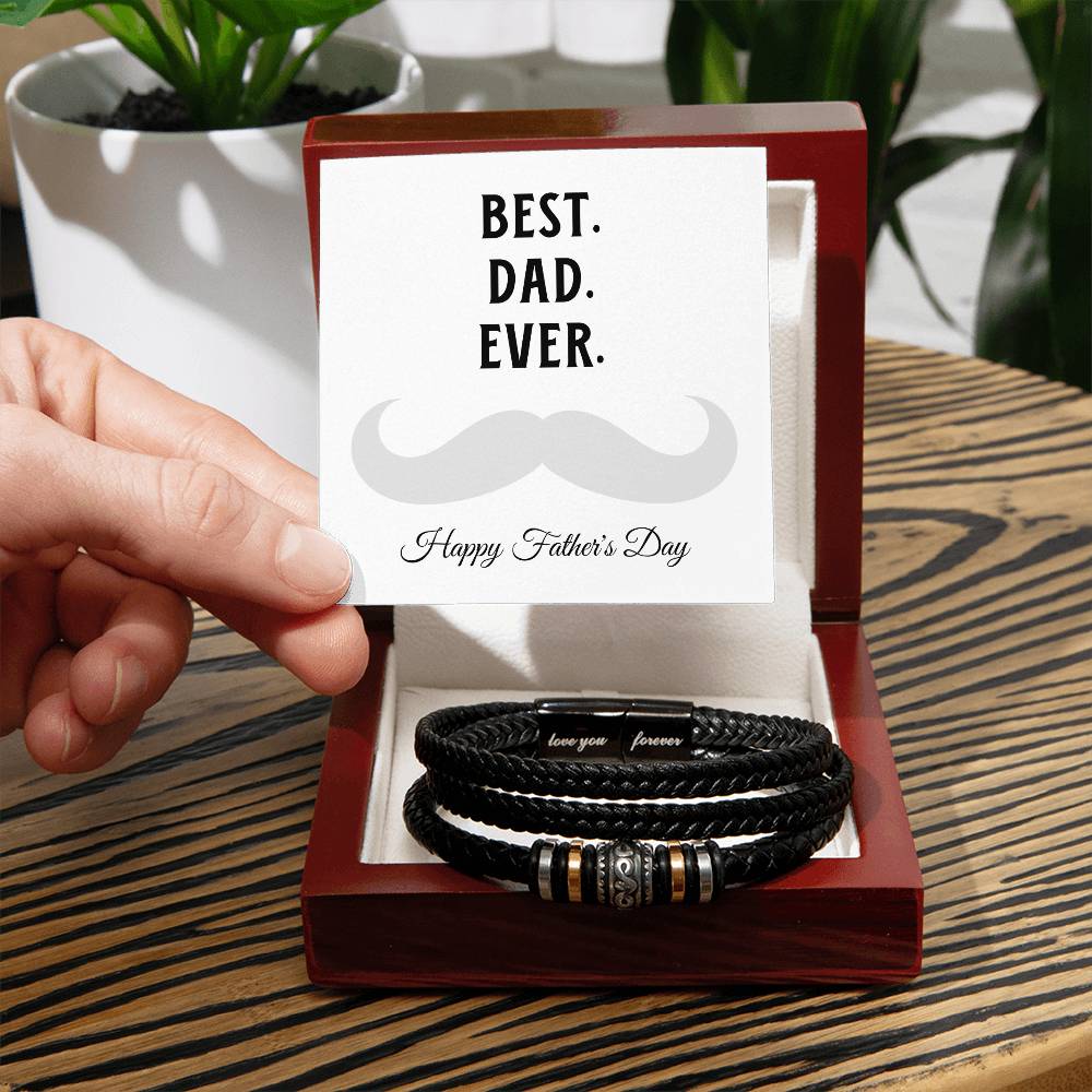 Best. Dad. Ever. Leather Bracelet  Moustache Dad  Father's Day Gift  Dad Gift  Vegan Leather Bracelet  Love You Forever Bracelet. - Love You Forever Bracelet