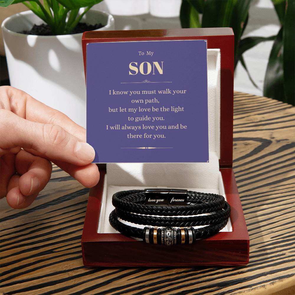To My Son. Love You Forever Bracelet. To Son From Mom Or Dad. Birthday, Graduation, Christmas. Stainless Steel And Vegan Leather. - Love You Forever Bracelet