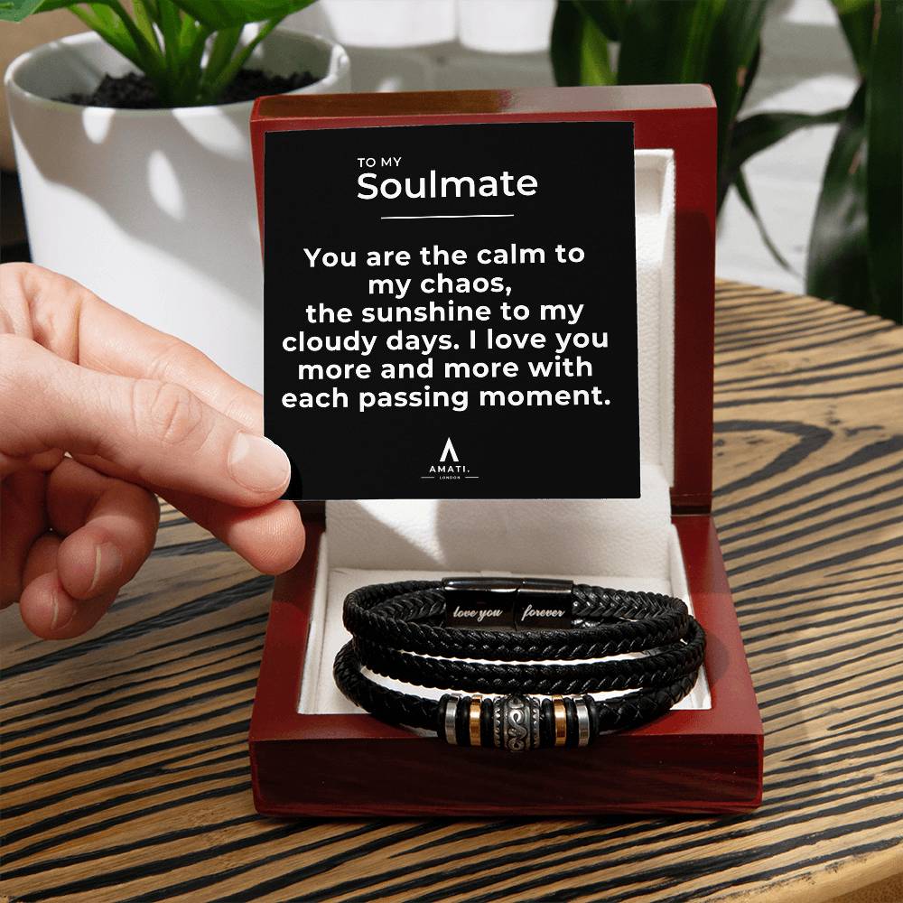 To My Soulmate - Calm To My Chaos Men's Bracelet - Love You Forever Bracelet