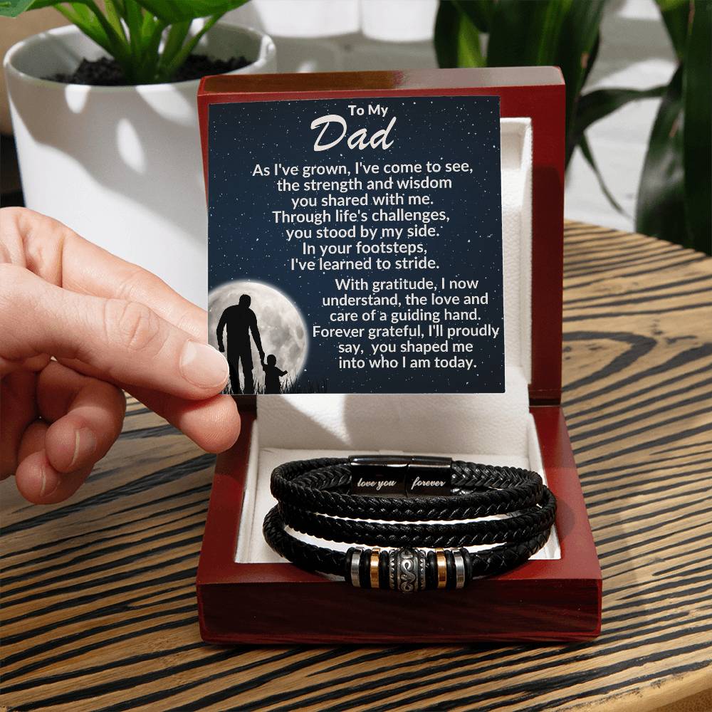 To My Dad, You Have Shaped Me Into Who I Am Today Braided Leather Bracelet - Love You Forever Bracelet
