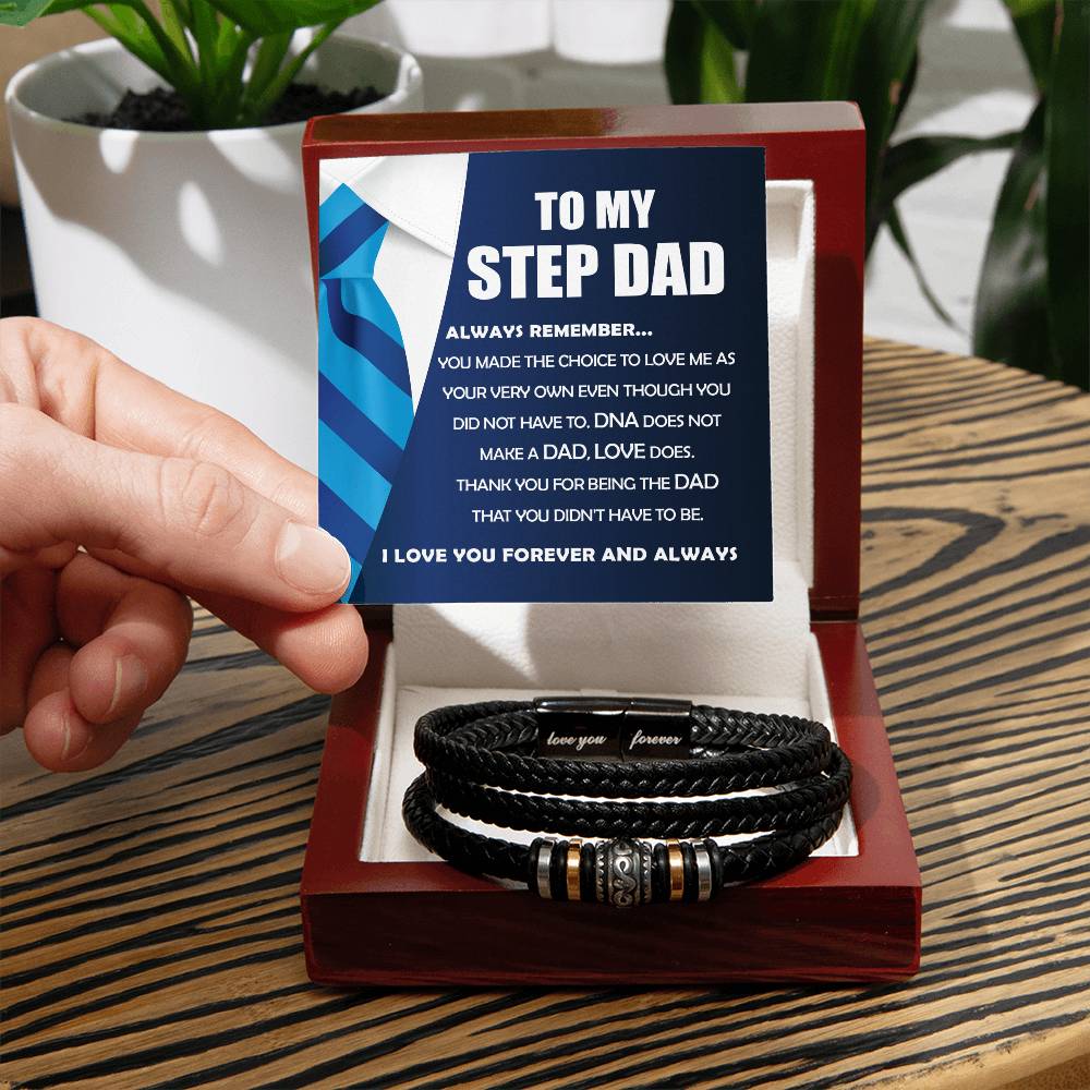 Step Dad Gift - Mens Love You Forever Leather Bracelet - Always Remember - Love You Forever Bracelet