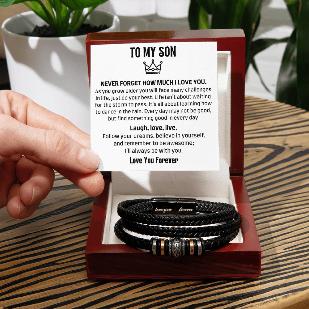 To My Son - Love You Forever - Men's Leather Bracelet - Love You Forever Bracelet
