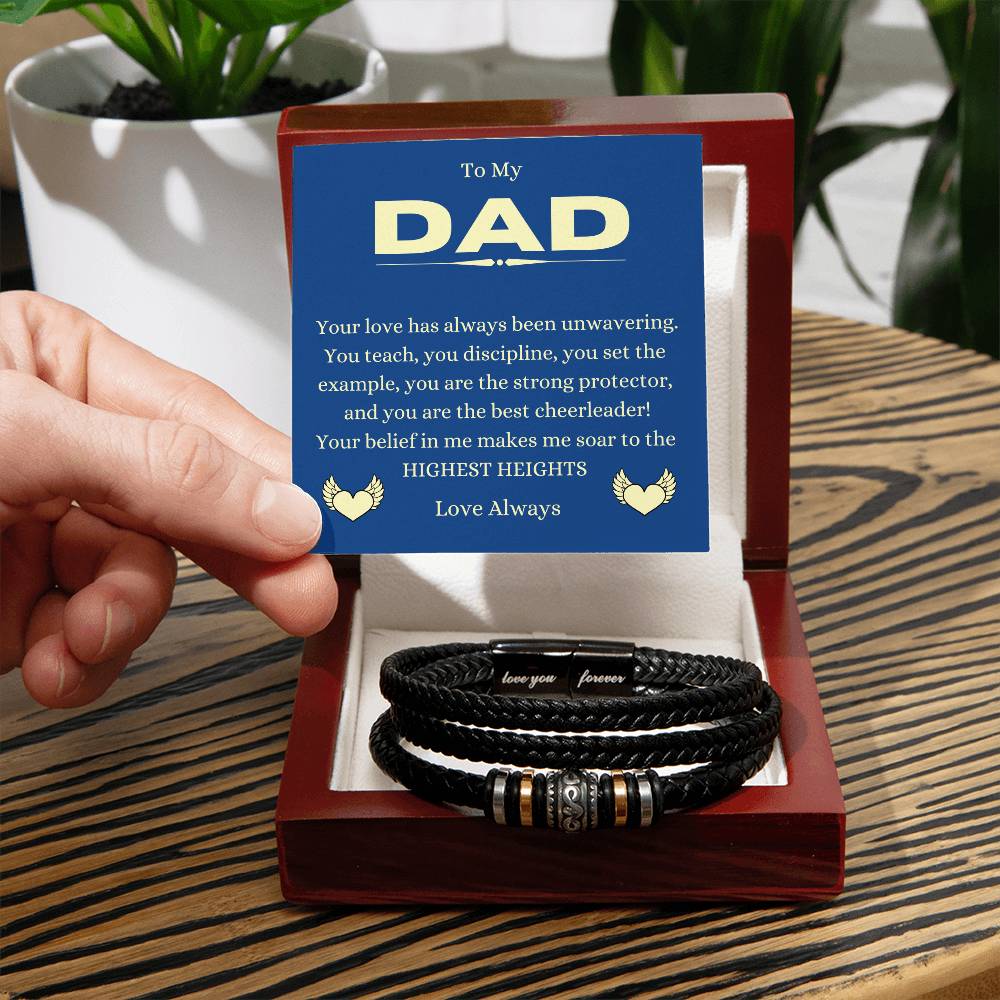 Love You Forever Leather Weave Men's Bracelet - Love You Forever Bracelet