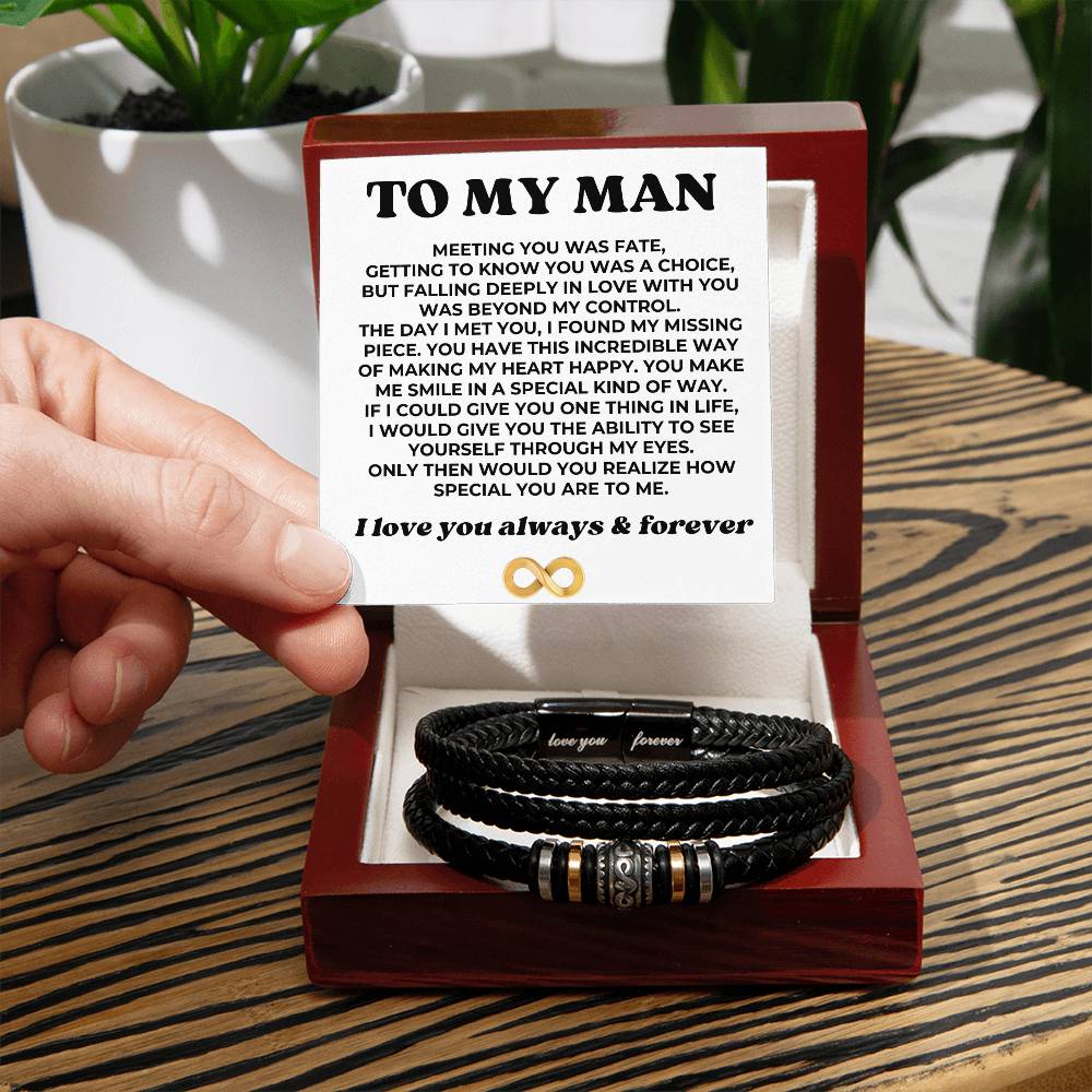 To My Man - I Love You Forever - Braided Bracelet Gift Set - Ss607 - Love You Forever Bracelet