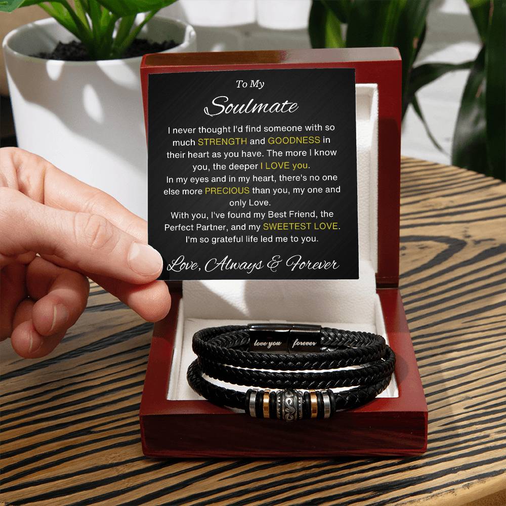 To My Soulmate Love You Forever Customize Bracelet Gift With Card - Love You Forever Bracelet