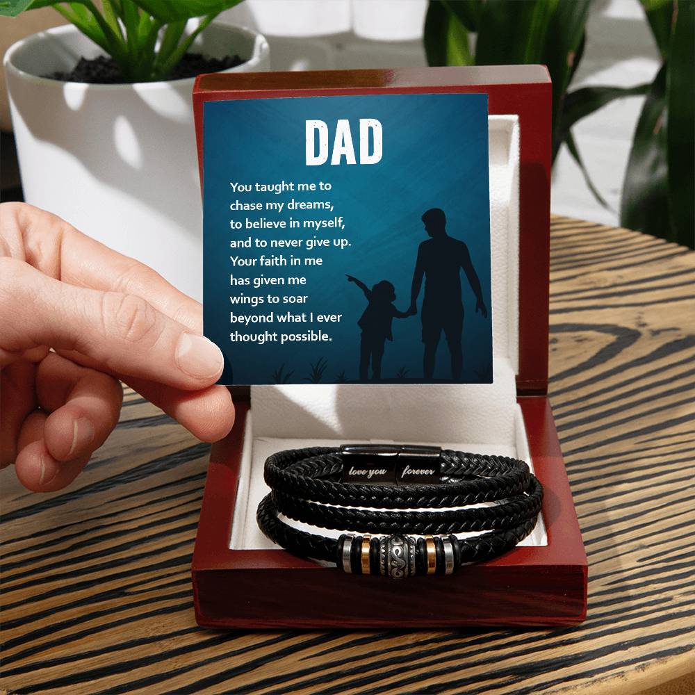 Unforgettable Love Father's Day Leather Bracelet - You Gave Me Wings To Soar - Love You Forever Bracelet